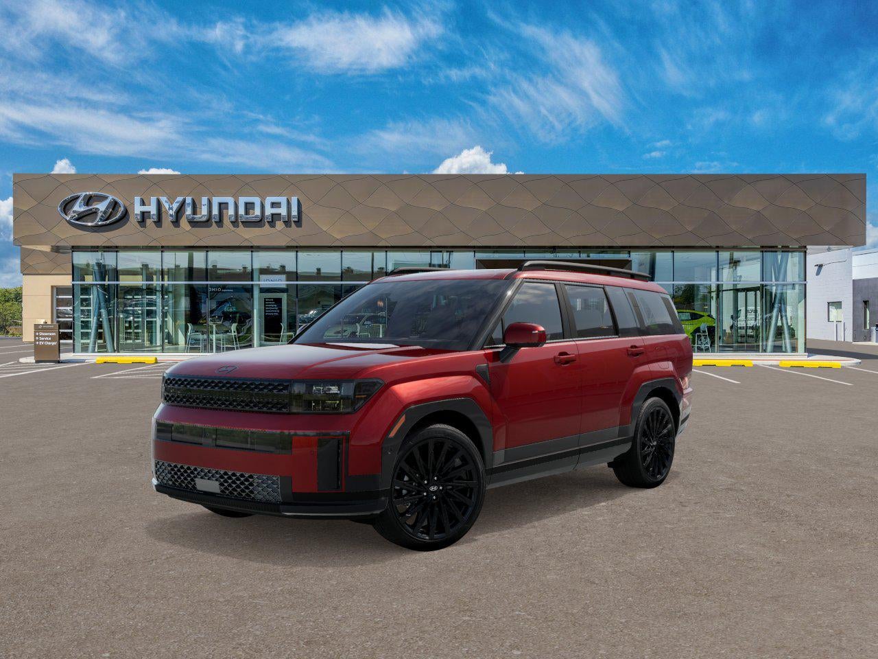 2026 Hyundai SANTA FE Calligraphy FWD in Ultimate Red — front three-quarter view