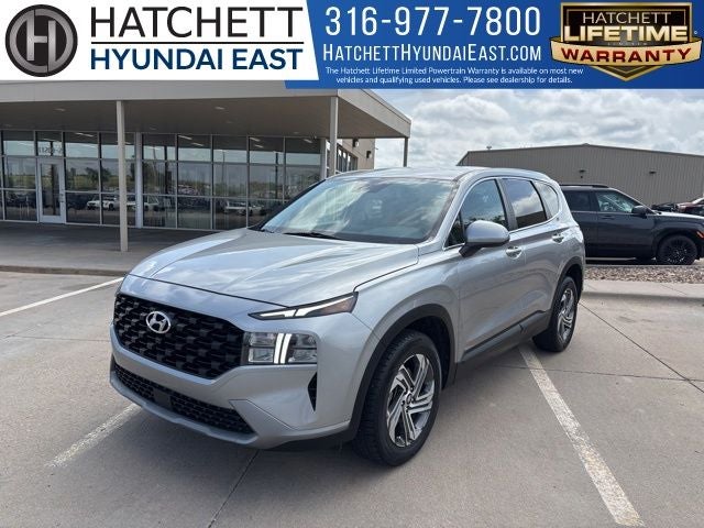 2023 Hyundai SANTA FE SE in Shimmering Silver Pearl — front three-quarter view