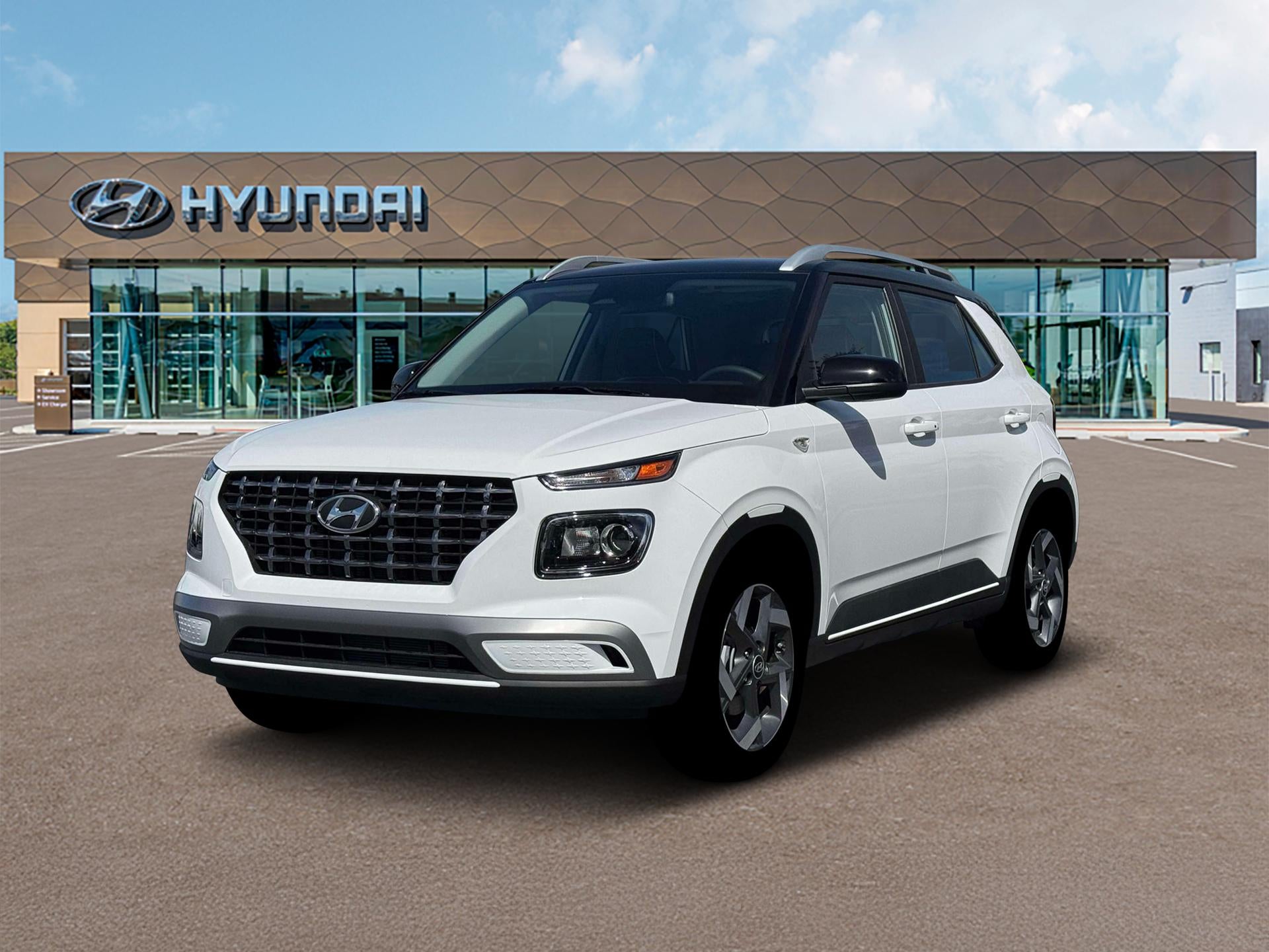 2026 Hyundai VENUE SEL W/Two-Tone Roof in Lunar White W/Black Roof — front three-quarter view