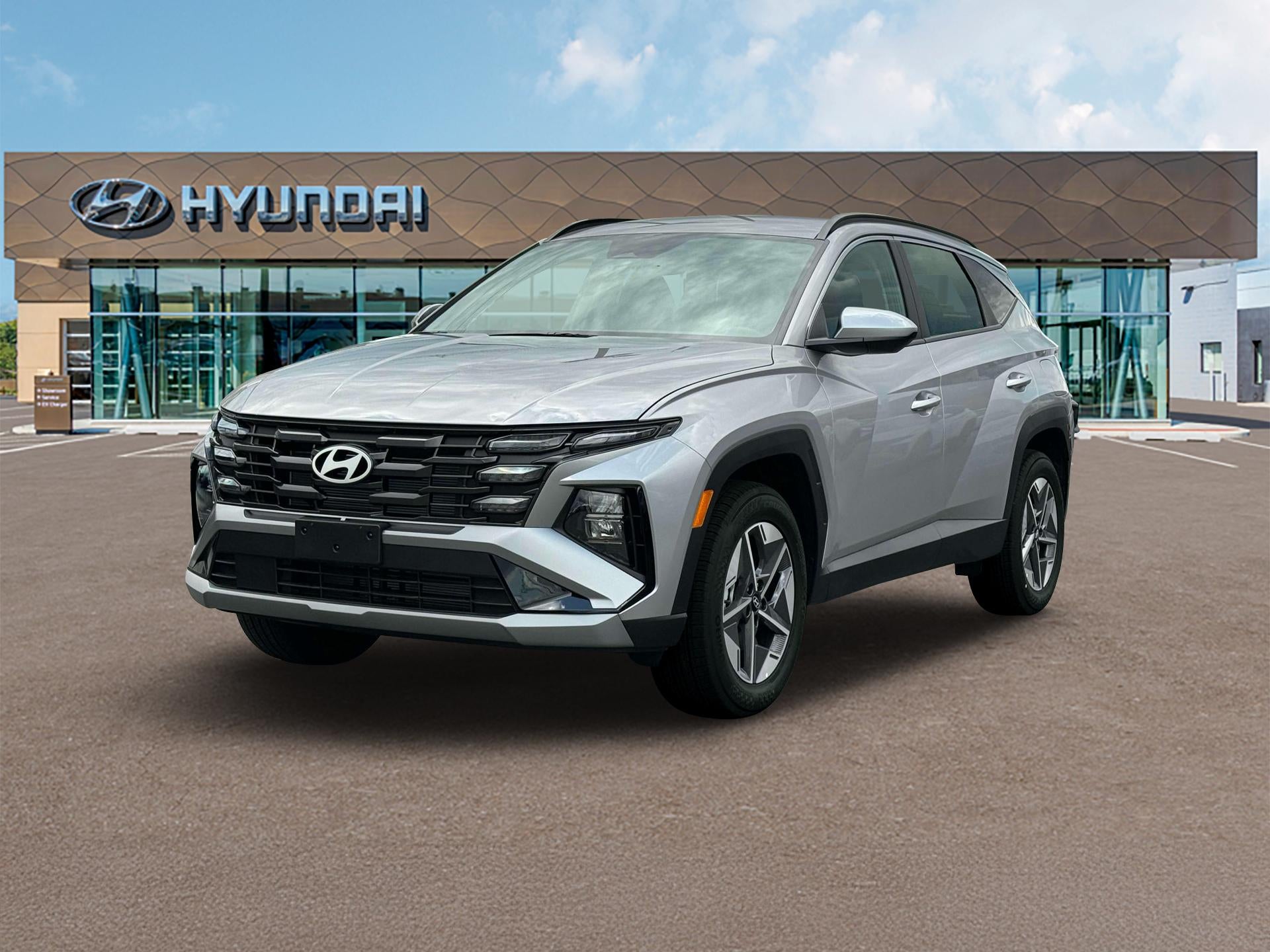 2026 Hyundai TUCSON SEL AWD in Shimmering Silver — front three-quarter view