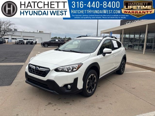 2021 Subaru Crosstrek Premium in Crystal White Pearl — front three-quarter view